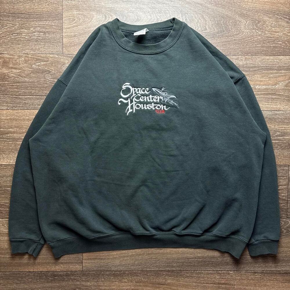 Vintage Black 1990s NASA Houston Space Center Crewneck Sweatshirt